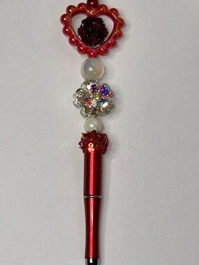 Red Jeweled Heart Top Decorative Pen